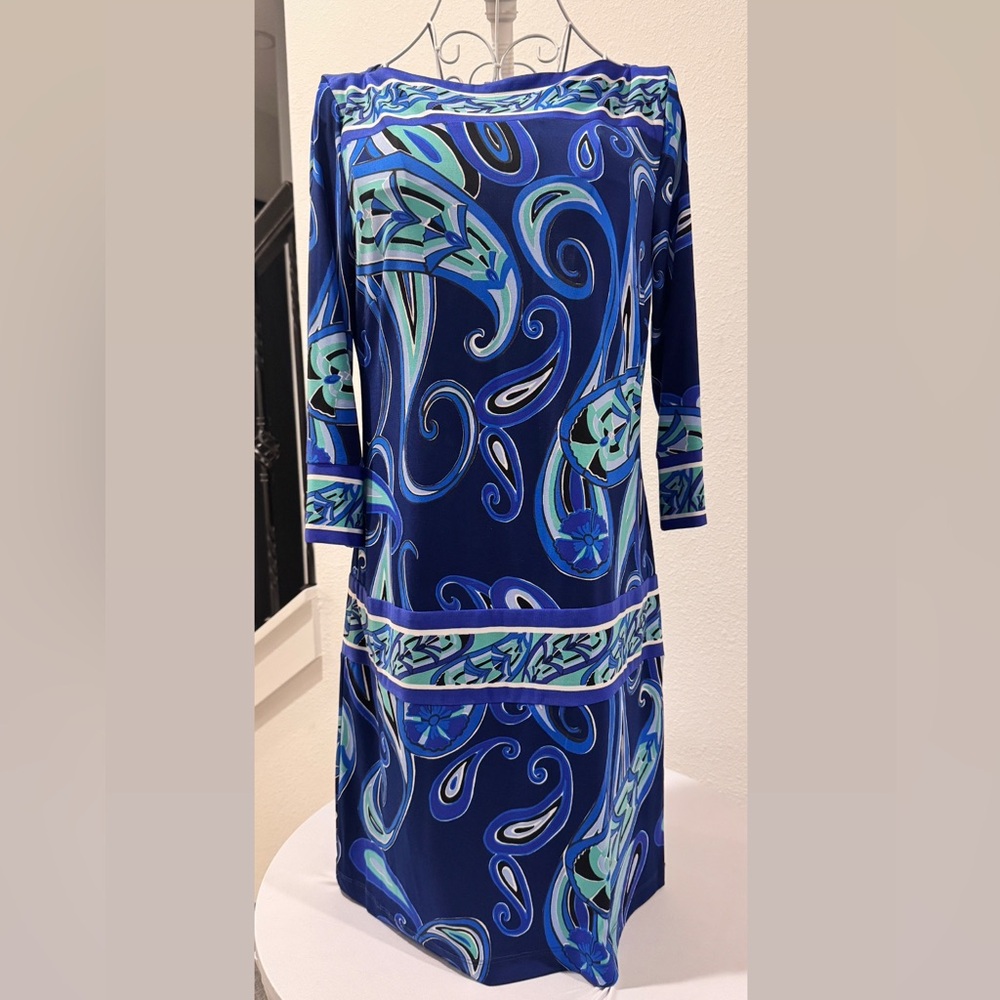 Blue and Green Patterned Dress